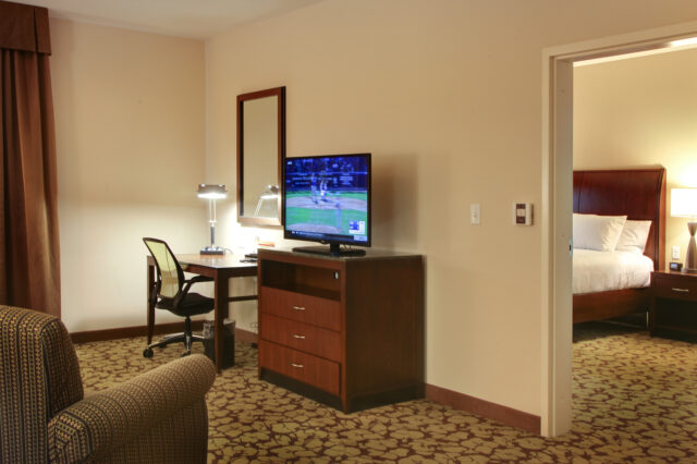inside a hotel room at the Hilton Garden Inn