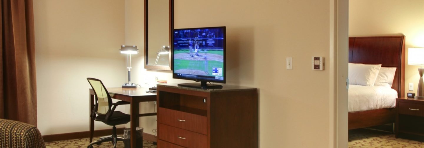 HIlton hotel TV and hotel room