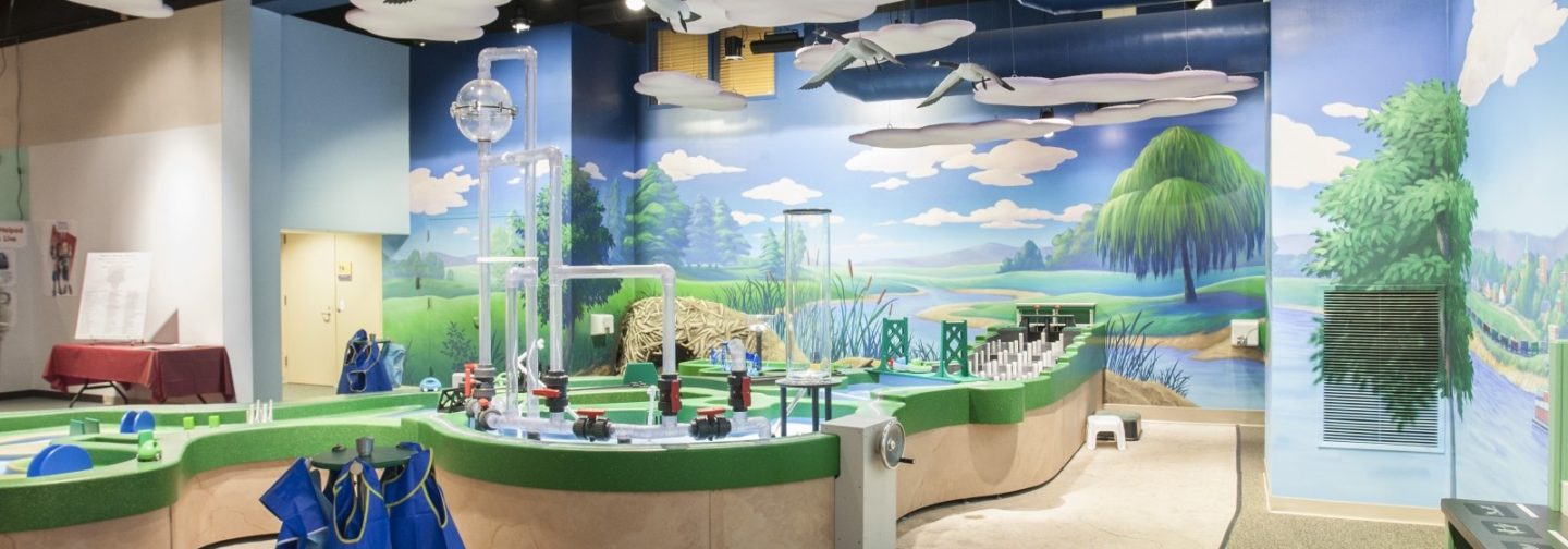 Bettendorf Family Museum interior exhibit room with children's cityscape playset
