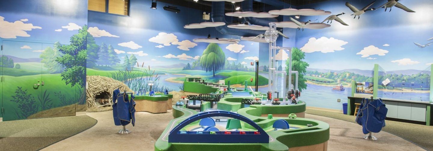 Bettendorf Family Museum interior exhibit room with children's cityscape playset
