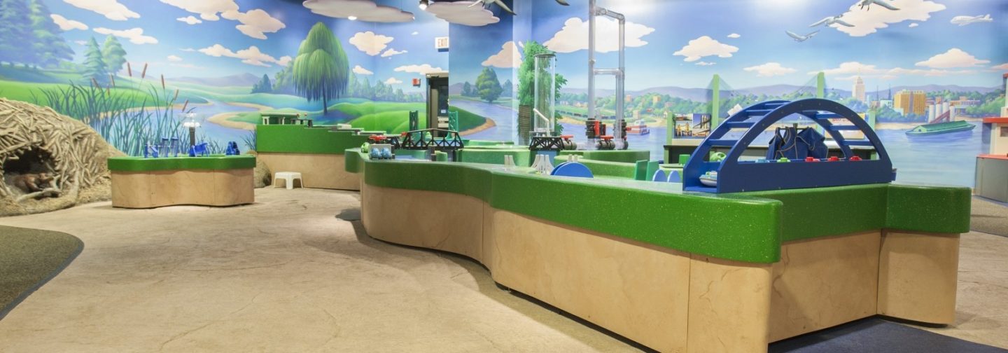 Bettendorf Family Museum interior exhibit room with children's cityscape playset