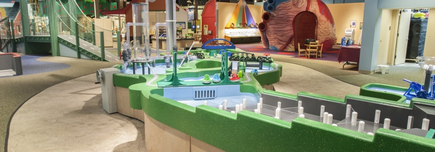 Bettendorf Family Museum interior exhibit room with children's cityscape playset