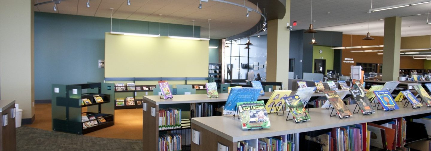 Davenport Public Library Eastern Branch interior bookshelves