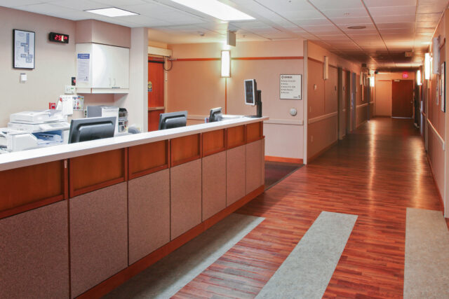 Front desk of the renovated Genesis Birth Center