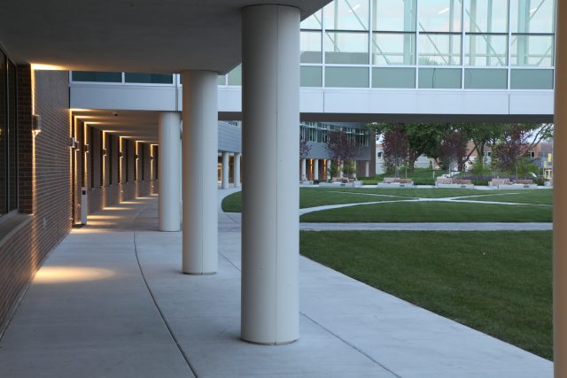 WIU pillars and courtyard