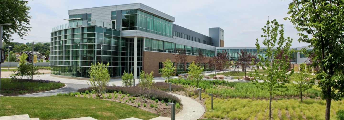 Western Illinois University Riverfront campus building during the day