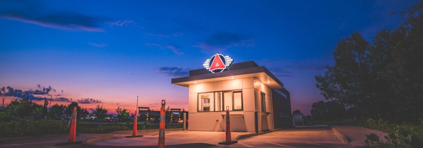 Atomic Coffee stand 3/4 view