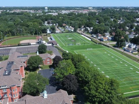 Aerial view of Assumption sports complex