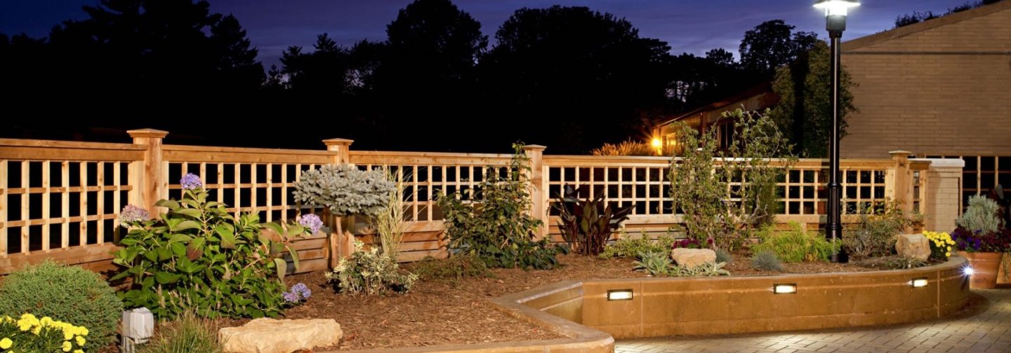 Patio garden at night