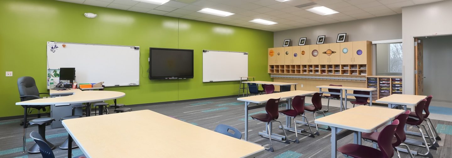 Mark Twain Elementary School students's new learning environment is open and bright
