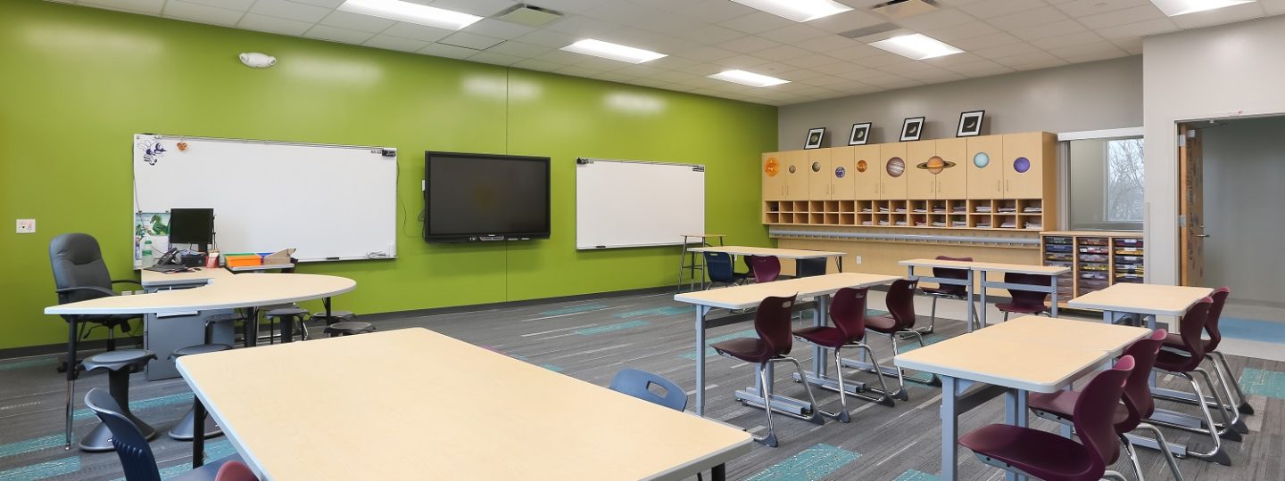 Mark Twain Elementary School students's new learning environment is open and bright