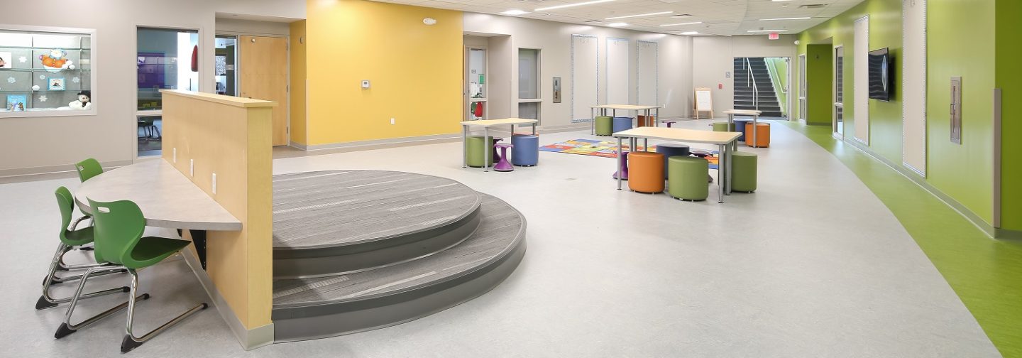 The brand new Mark Twain Elementary School boasts open areas and natural light