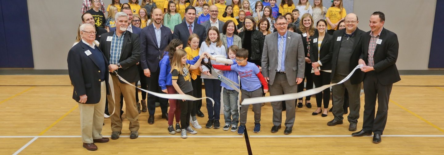Excitement filled the brand new Mark Twain Elementary School gym at the building grand opening