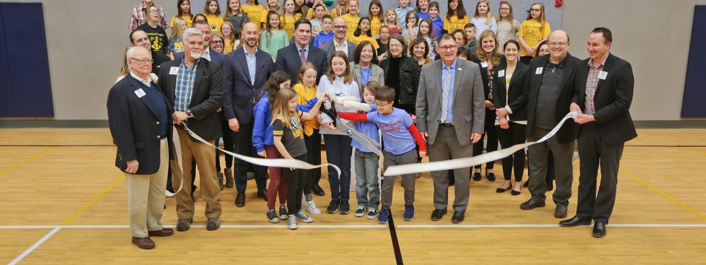 Excitement filled the brand new Mark Twain Elementary School gym at the building grand opening